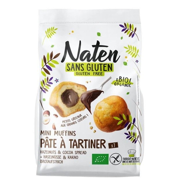 Muffinki mini z nadzieniem orzechowo - kakaowym bezglutenowe BIO 200 g - NATEN
