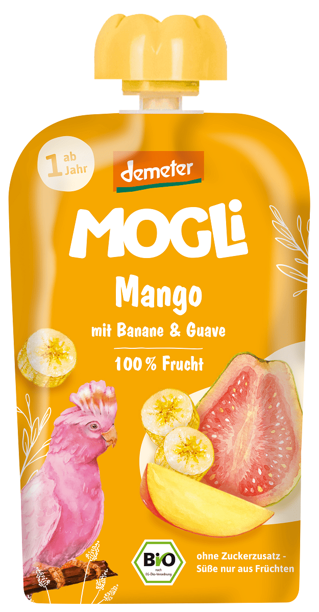 Mus banan - guawa - mango bez dodatku cukrów od 1 roku demeter BIO 100 g - MOGLI
