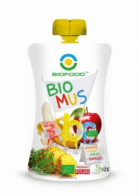 Mus jabłko - banan - ananas bez dodatku cukrów bezglutenowy BIO 200 g - BIOFOOD