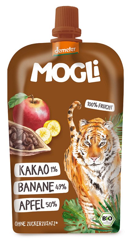 Mus jabłko - banan - kakao bez dodatku cukrów demeter BIO 120 g - MOGLI