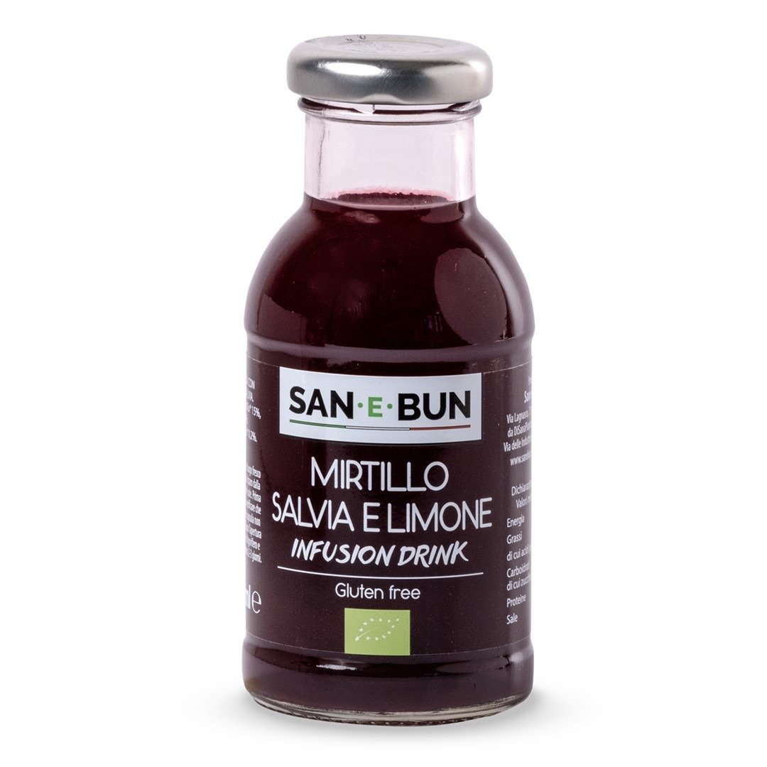 Napój infusion jabłko - borówka - cytryna - szałwia bez dodatku cukrów bezglutenowy BIO 200 ml - SAN E BUN
