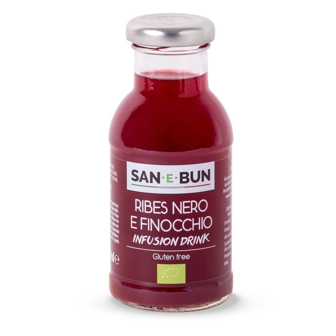 Napój infusion jabłko - czarna porzeczka - koper włoski bez dodatku cukrów bezglutenowy BIO 200 ml - SAN E BUN