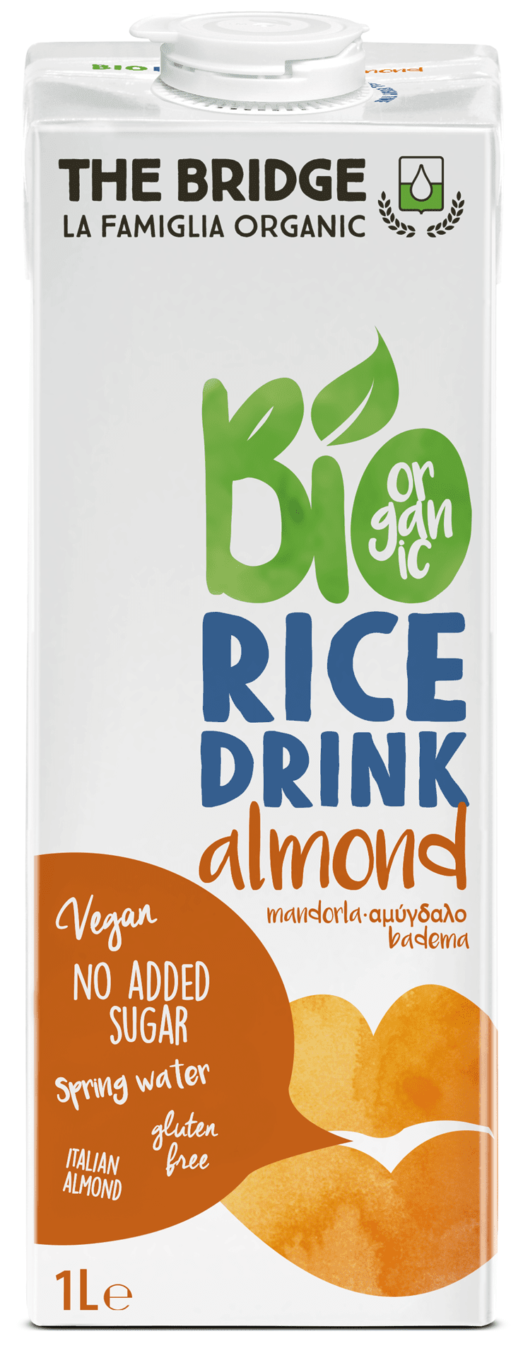 Napój ryżowy z migdałami bez dodatku cukrów bezglutenowy BIO 1 L - THE BRIDGE