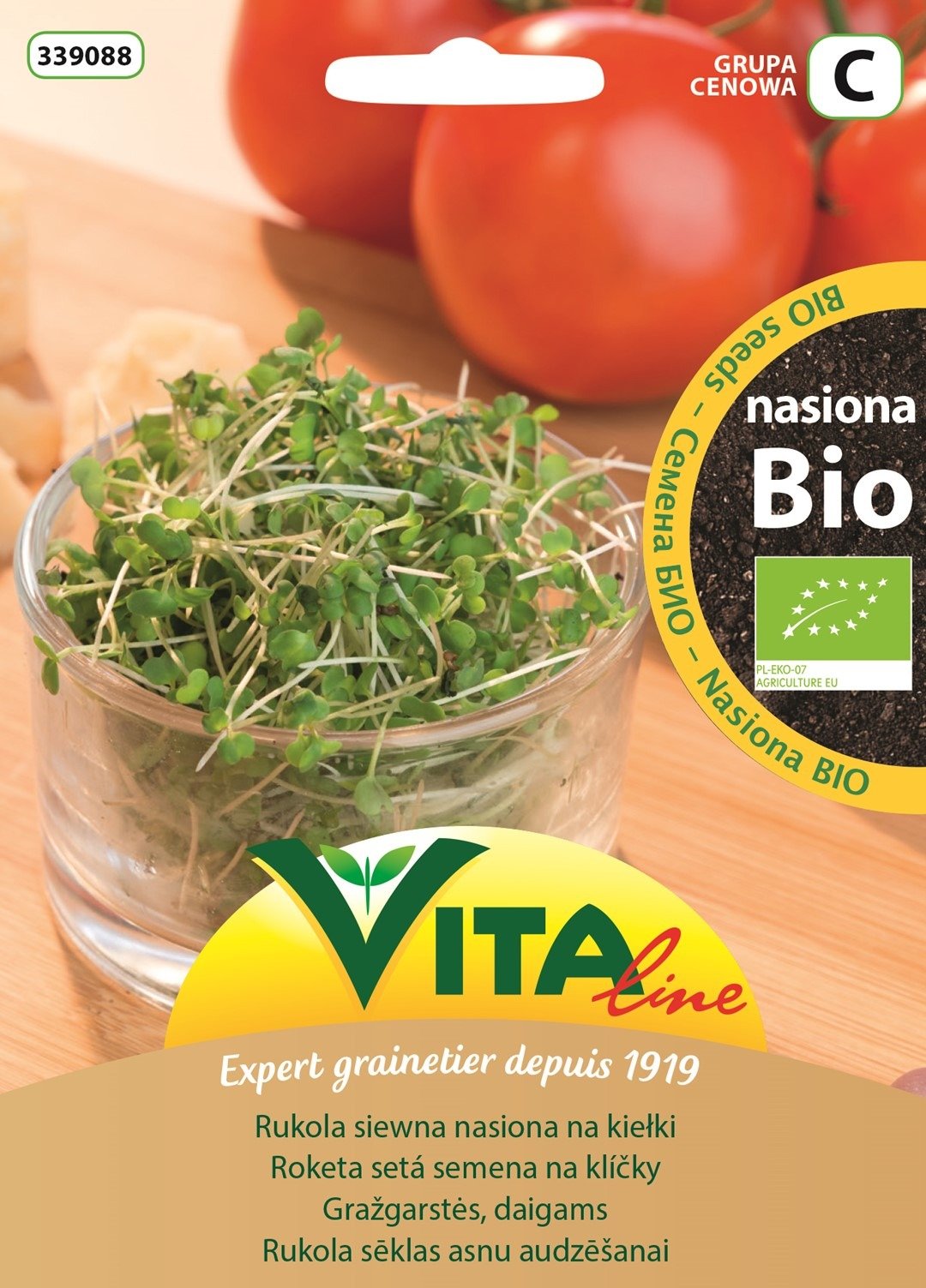 Nasiona rukoli siewnej BIO NA KIEŁKI 15 g - VITA LINE (68967CIN0DS, 82944CIN0DS, 56605CIN0CS,41138CIN07S, 62907CIN0DS,VG6268)