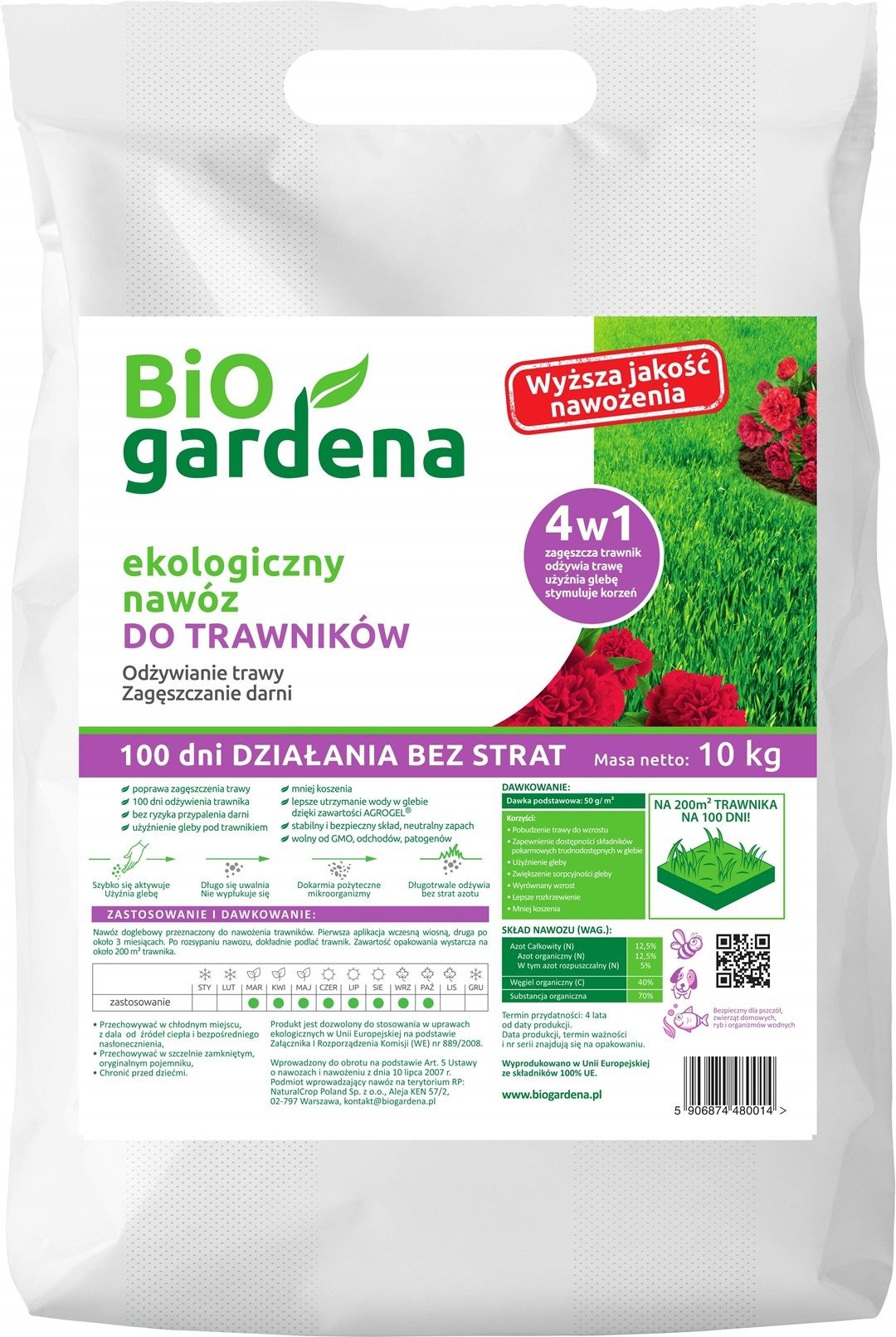 Nawóz do trawników eco 10 kg - BIOGARDENA