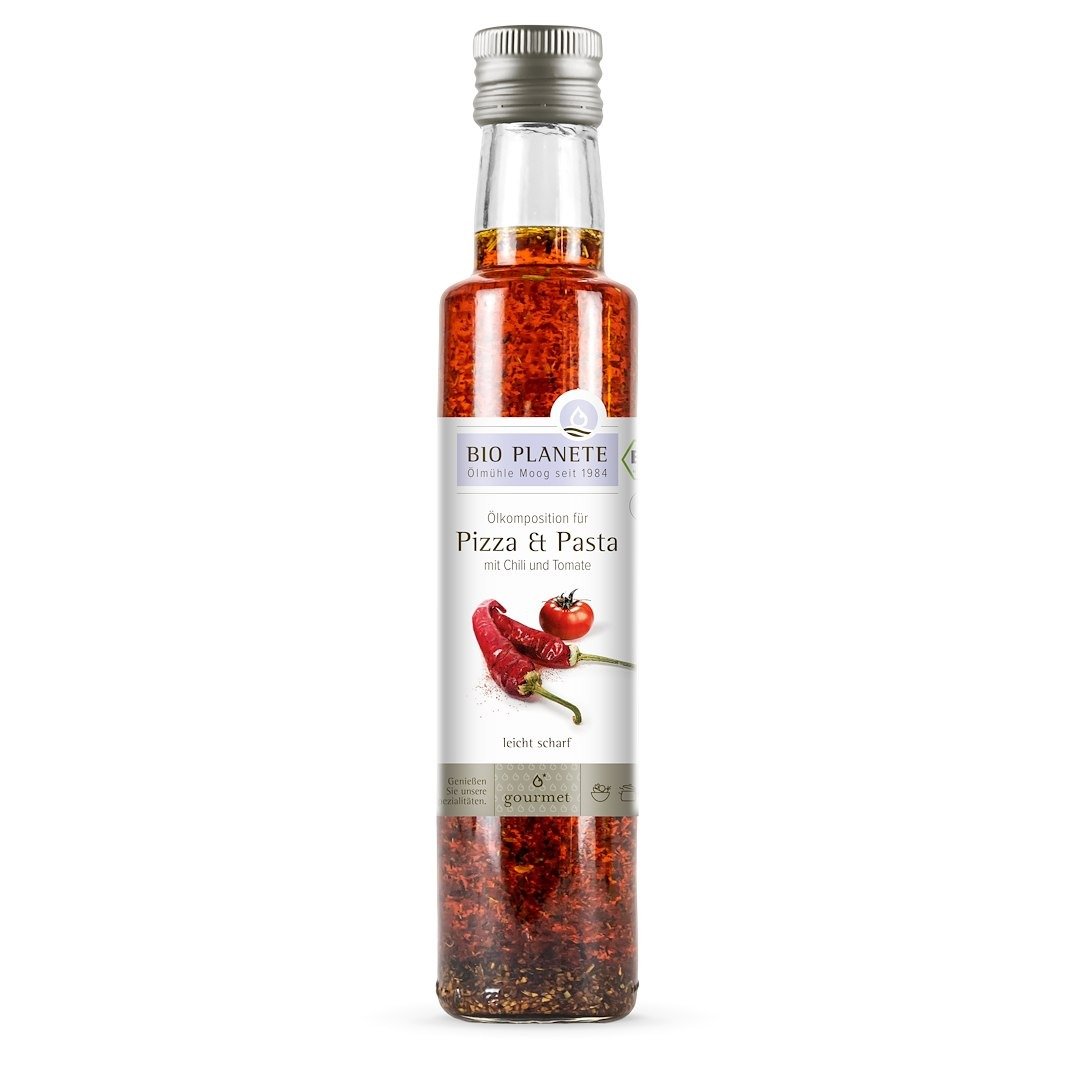 Olej do pizzy i makaronu z oliwą, pomidorami i chili BIO 250 ml - BIO PLANETE