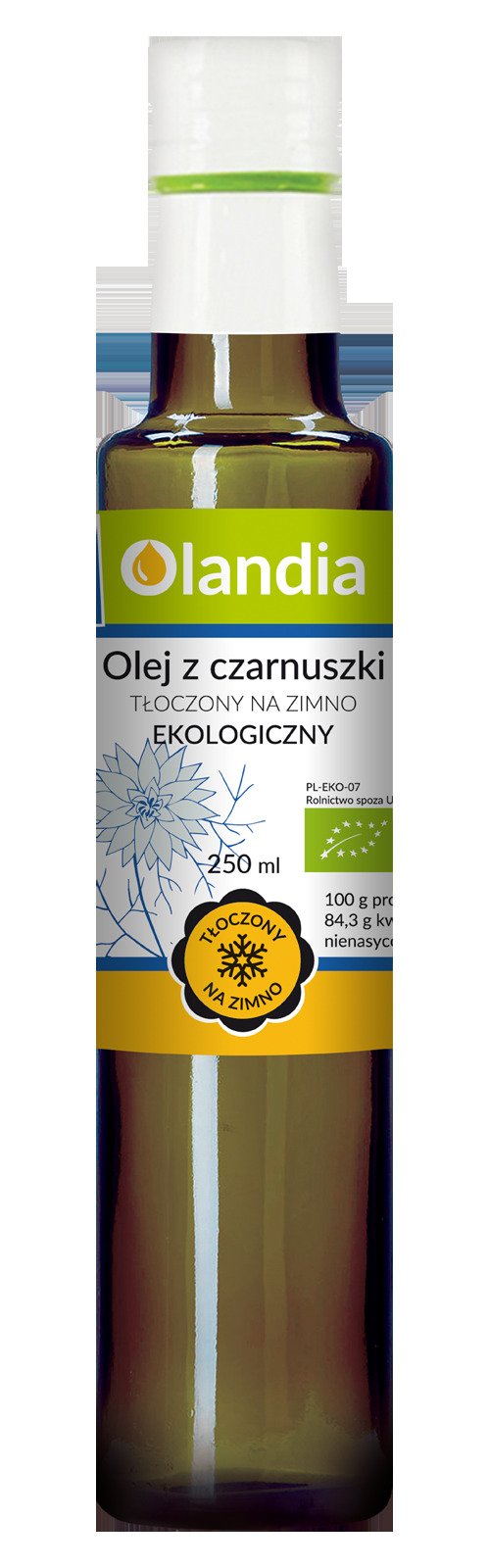 Olej z czarnuszki tłoczony na zimno BIO 250 ml - OLANDIA