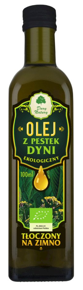 Olej z pestek dyni tłoczony na zimno BIO 100 ml - DARY NATURY