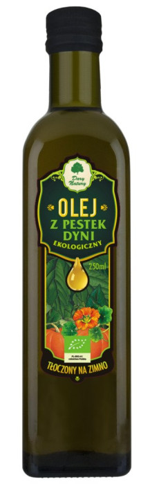 Olej z pestek dyni tłoczony na zimno BIO 250 ml - DARY NATURY