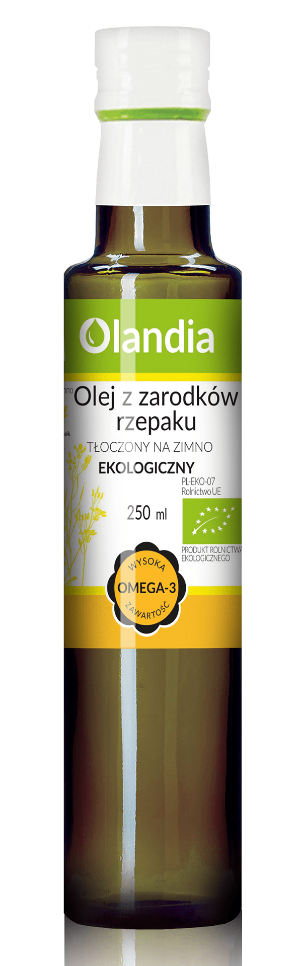 Olej z zarodków rzepaku tłoczony na zimno BIO 250 ml - OLANDIA
