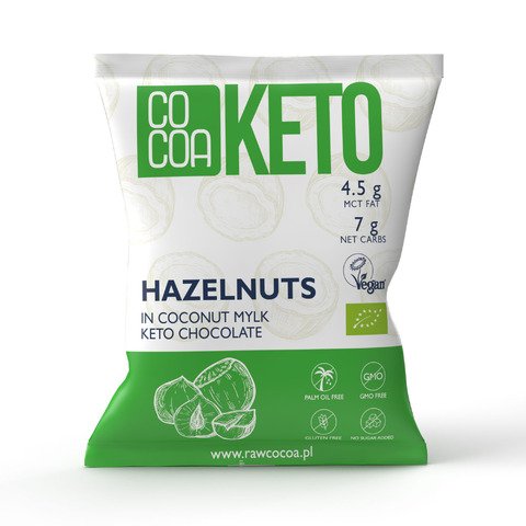 Orzechy laskowe w czekoladzie keto z olejem mct bez dodatku cukrów bezglutenowe BIO 70 g - COCOA