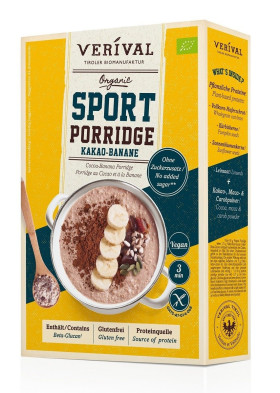 Owsianka proteinowa z kakao i bananem bez dodatku cukrów bezglutenowa BIO 350 g - VERIVAL