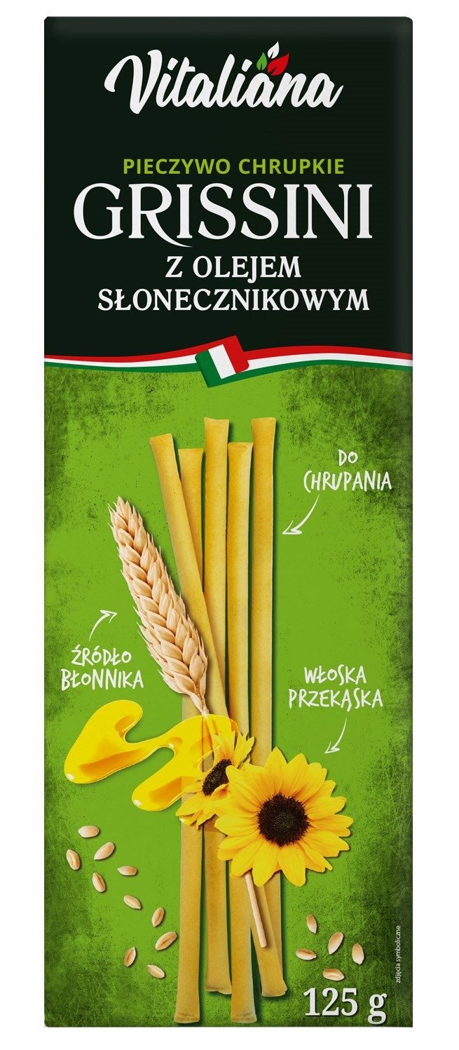 Paluszki grissini z olejem słonecznikowym 125 g - VITALIANA