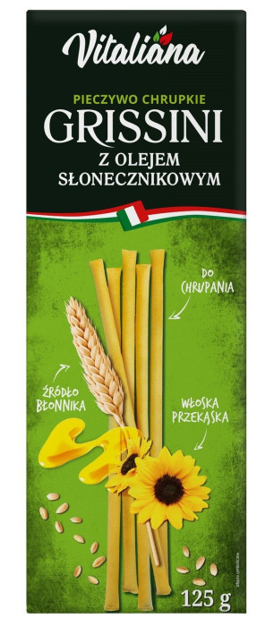 Paluszki grissini z olejem słonecznikowym 125 g - VITALIANA