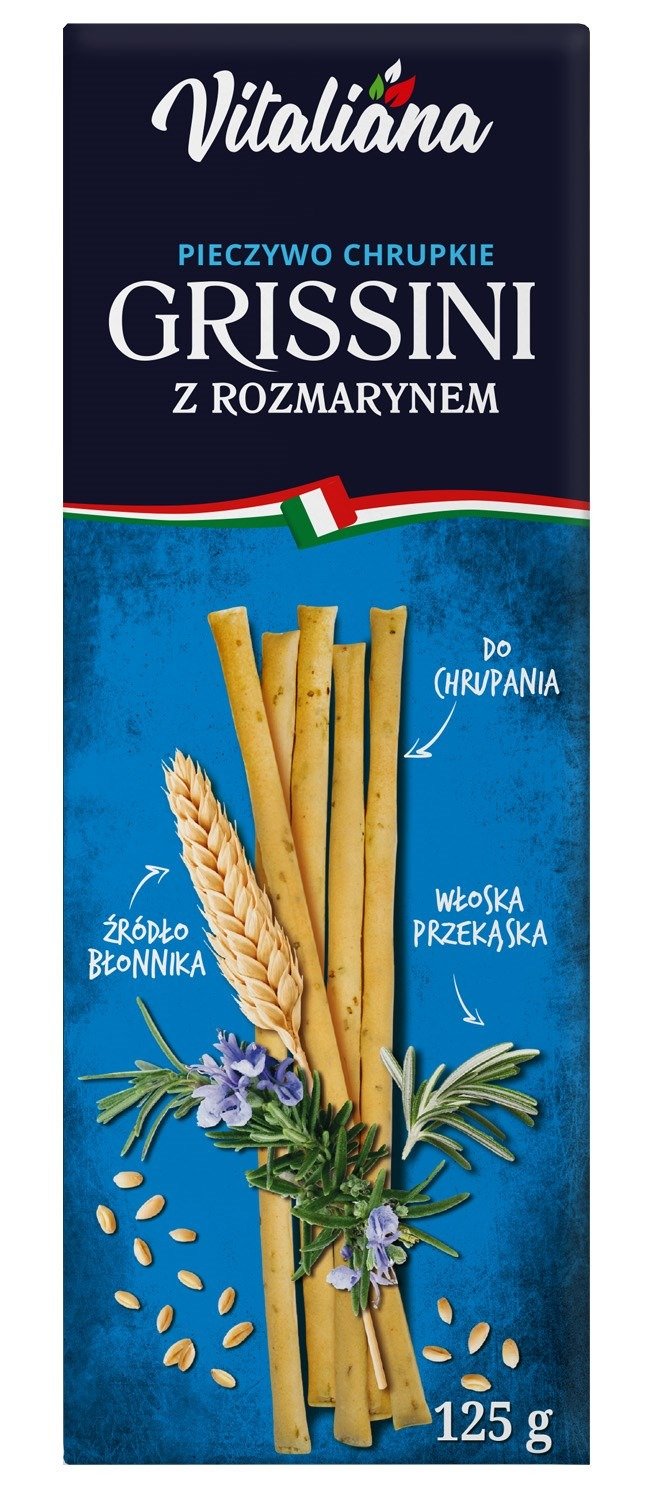 Paluszki grissini z rozmarynem 125 g - VITALIANA