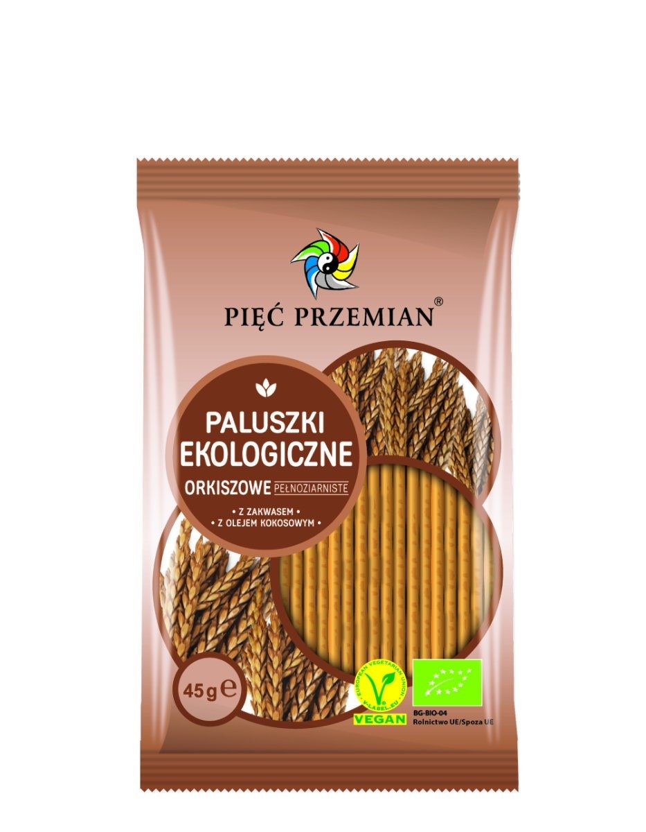 Paluszki orkiszowe pełnoziarniste BIO 45 g - PIĘĆ PRZEMIAN