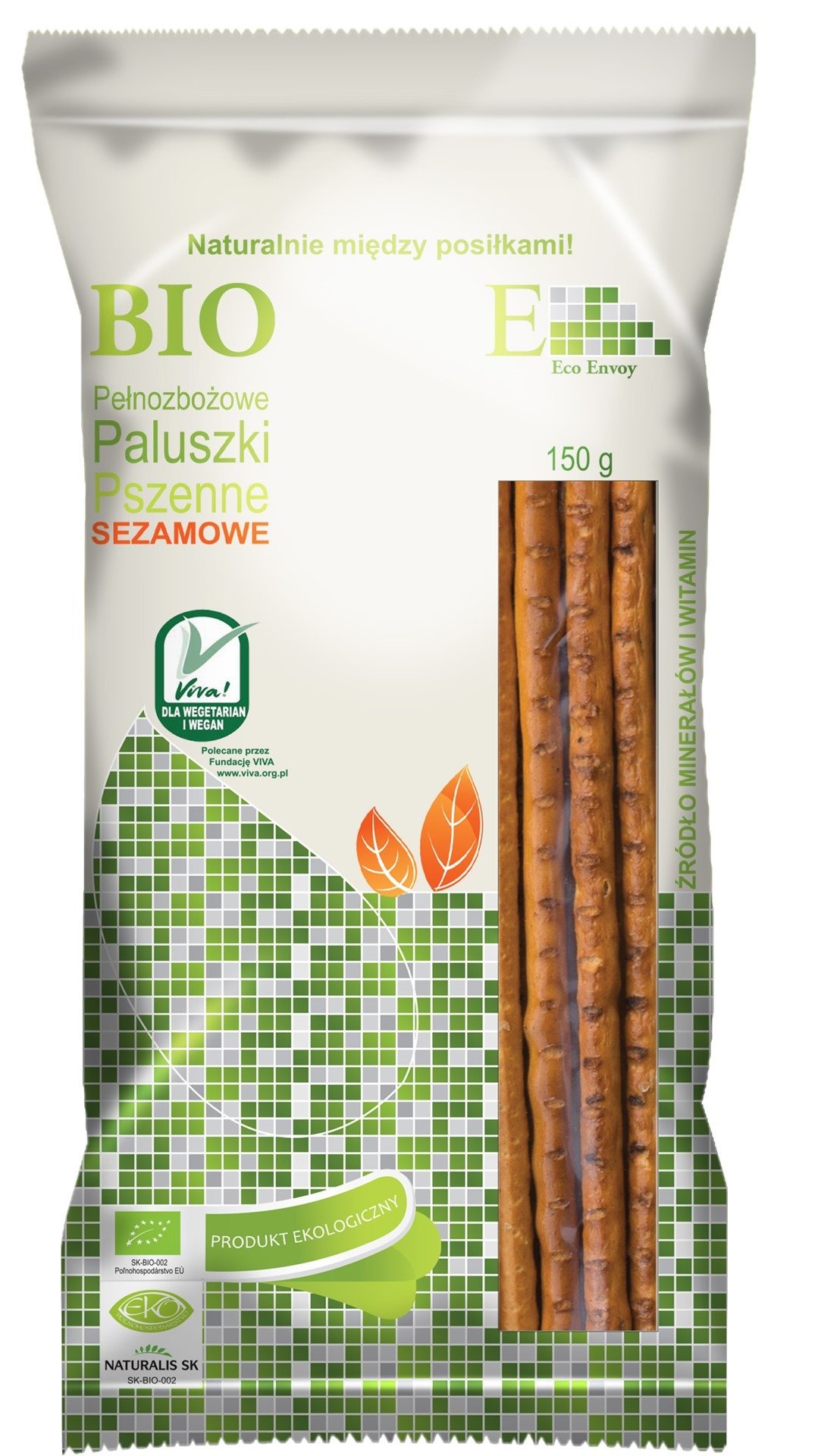 Paluszki pełnoziarniste z sezamem BIO 150 g - ENVOY