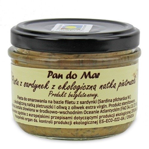Pasta z sardynek z BIO NATKĄ PIETRUSZKI BEZGLUTENOWA 125 g (SŁOIK) - PAN DO MAR