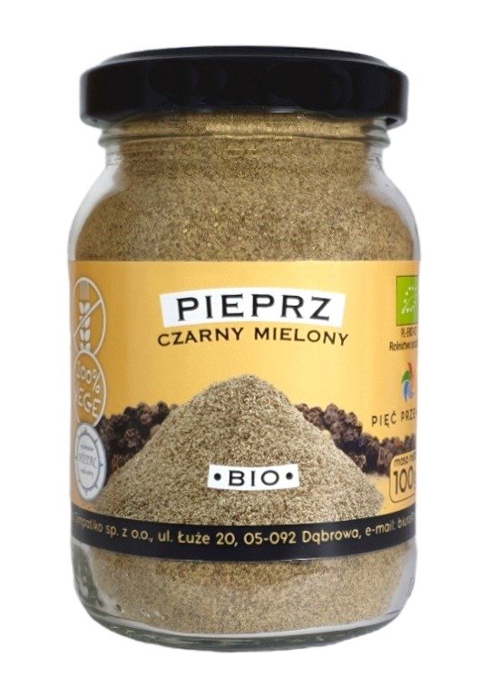 Pieprz czarny mielony bezglutenowy BIO 100 g - PIĘĆ PRZEMIAN