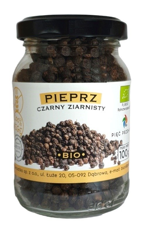 Pieprz czarny ziarnisty bezglutenowy BIO 100 g - PIĘĆ PRZEMIAN