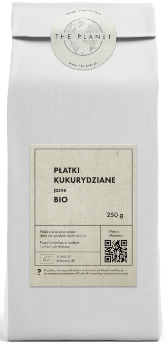 Płatki kukurydziane jasne bez dodatku cukrów BIO 250 g - THE PLANET
