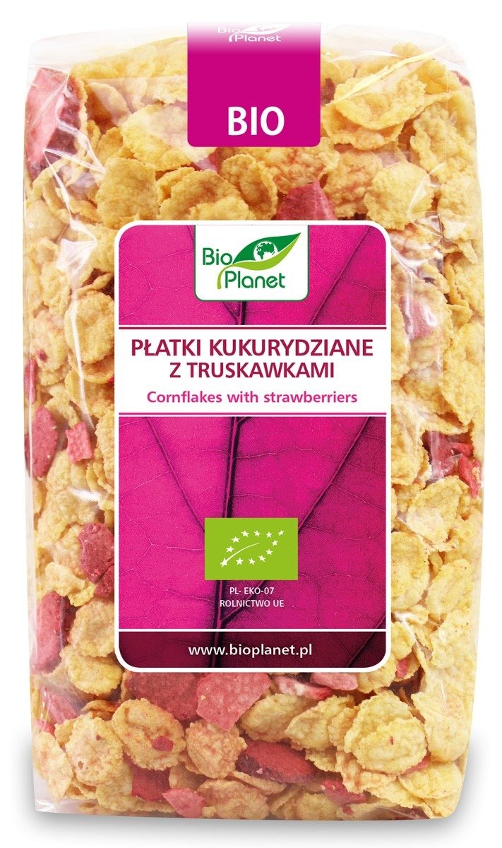 Płatki kukurydziane z truskawkami bez dodatku cukrów BIO 250 g - BIO PLANET