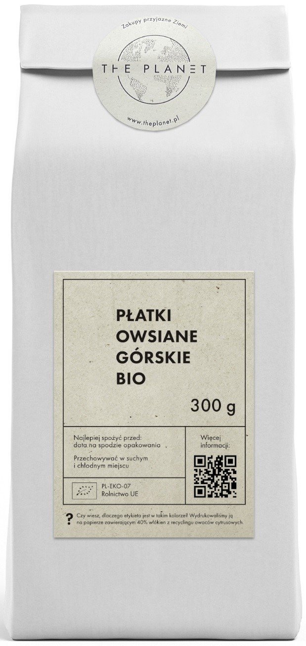 Płatki owsiane górskie BIO 300 g - THE PLANET