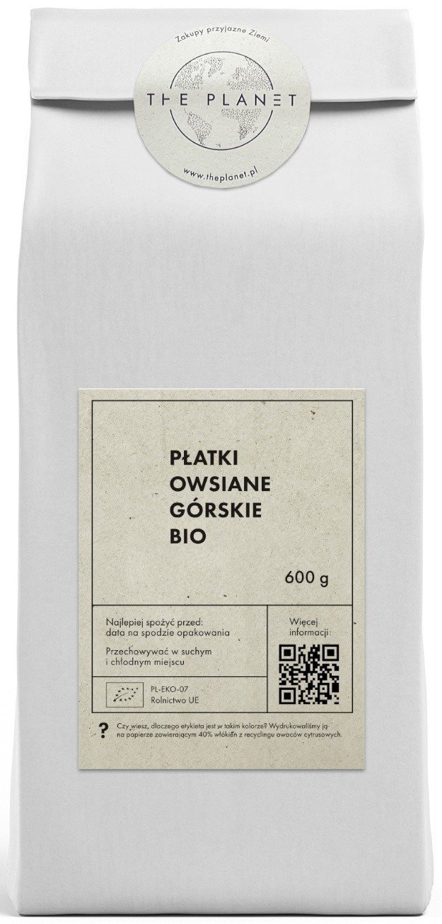 Płatki owsiane górskie BIO 600 g - THE PLANET