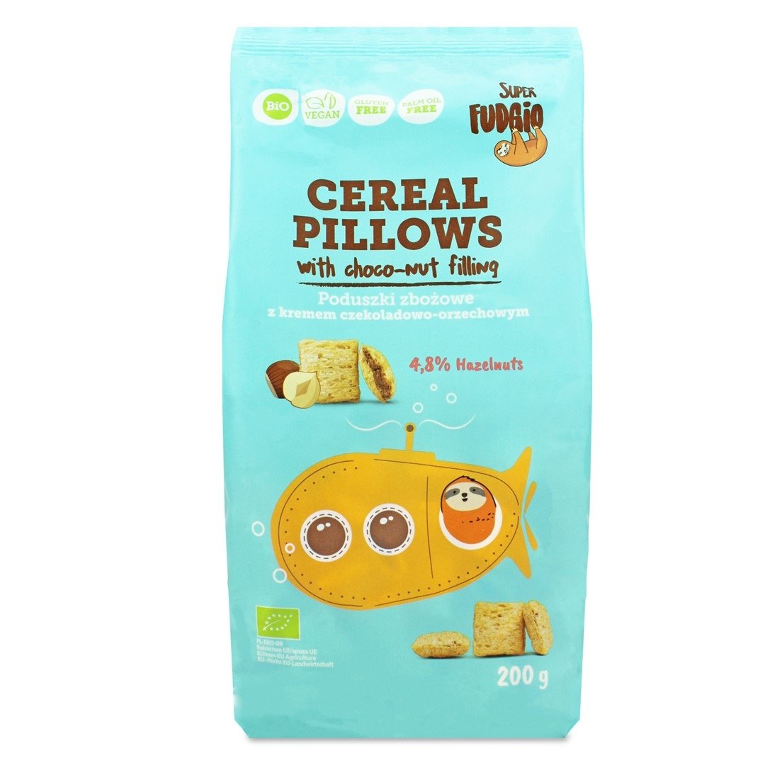 Poduszki zbożowe z kremem czekoladowo - orzechowym bezglutenowe BIO 200 g - ME GUSTO (SUPER FUDGIO)