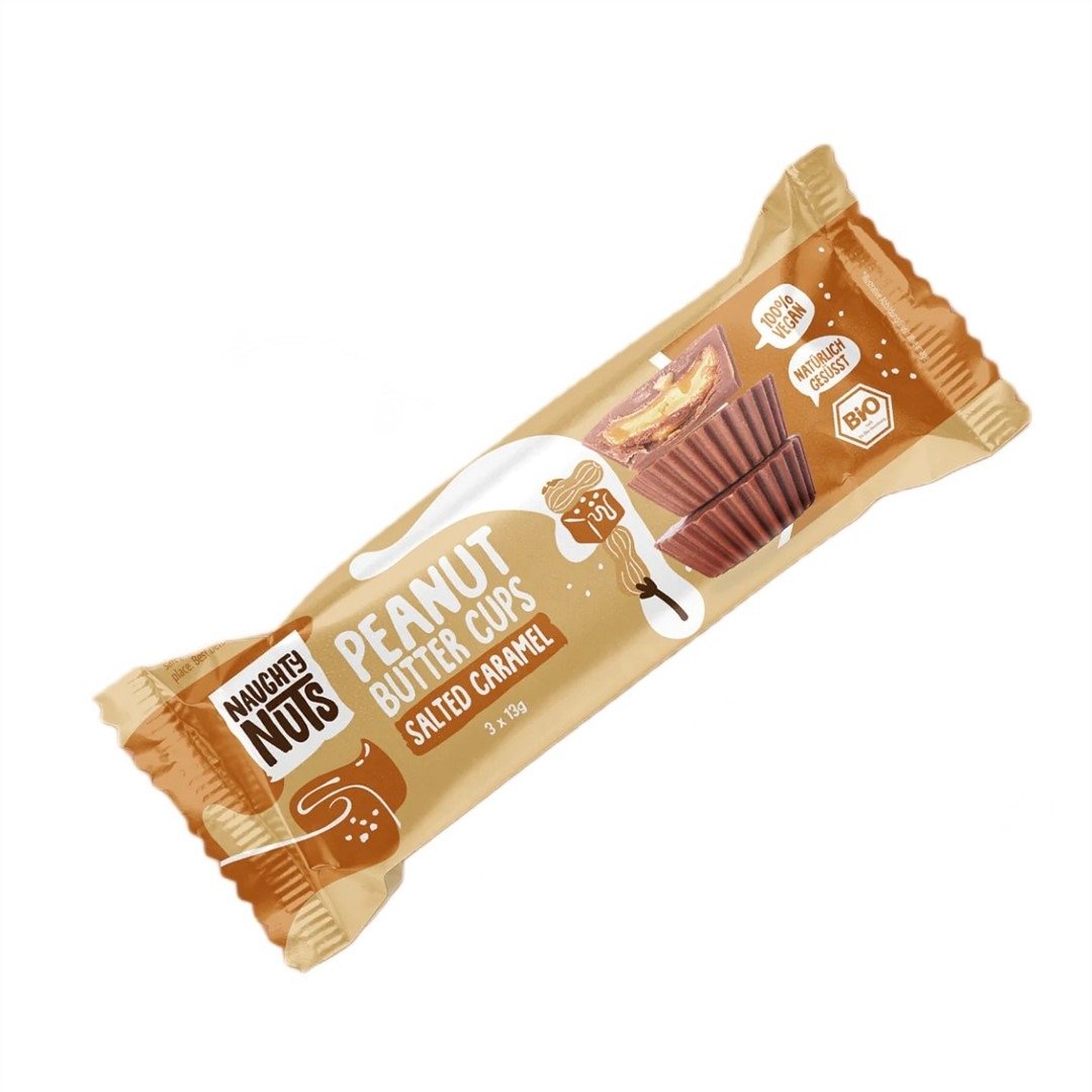 Praliny z kremem orzeszki ziemne & słony karmel BIO (3 x 13 g) 39 g - NAUGHTY NUTS