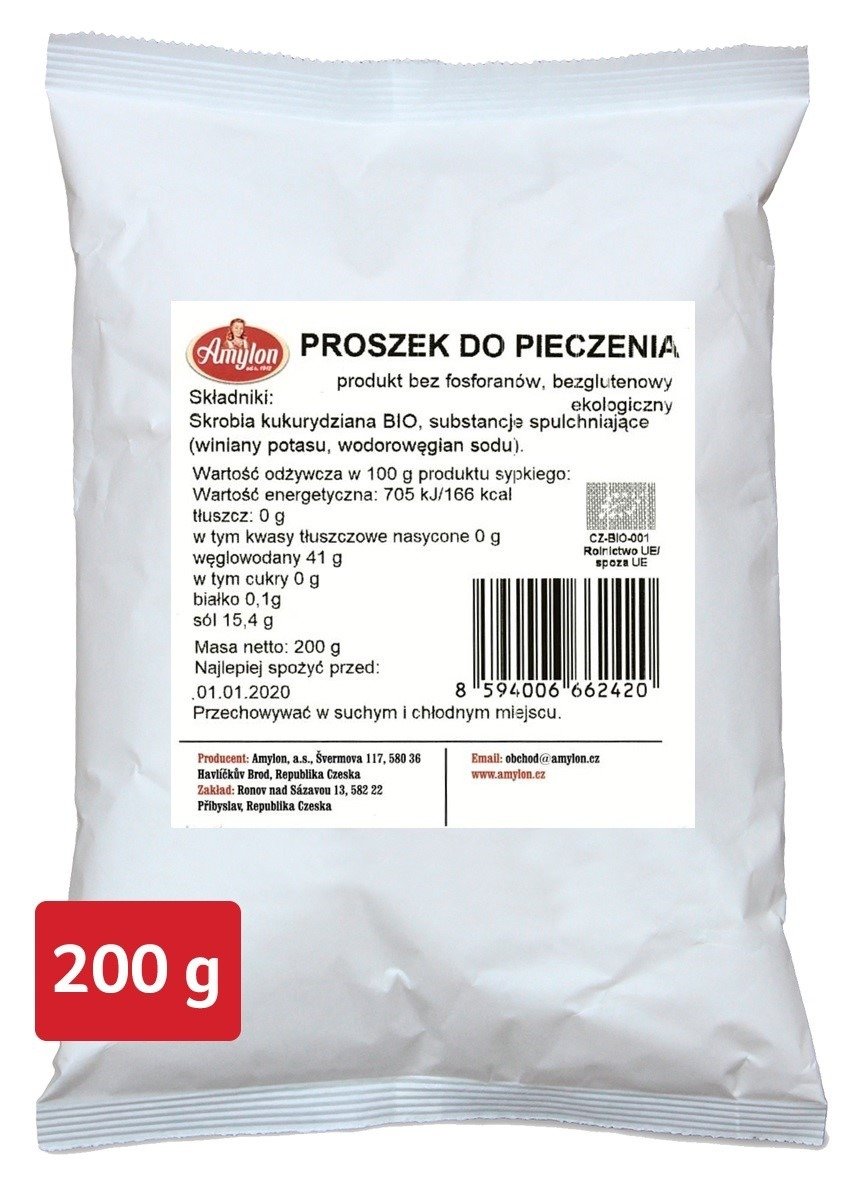 Proszek do pieczenia bezglutenowy BIO 200 g - AMYLON