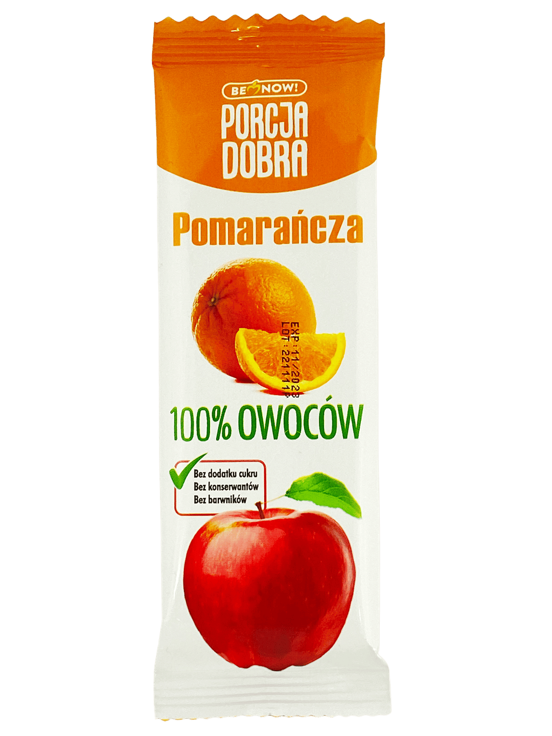 Przekąska jabłkowo - POMARAŃCZOWA BEZ DODATKU CUKRÓW 16 g - PORCJA DOBRA