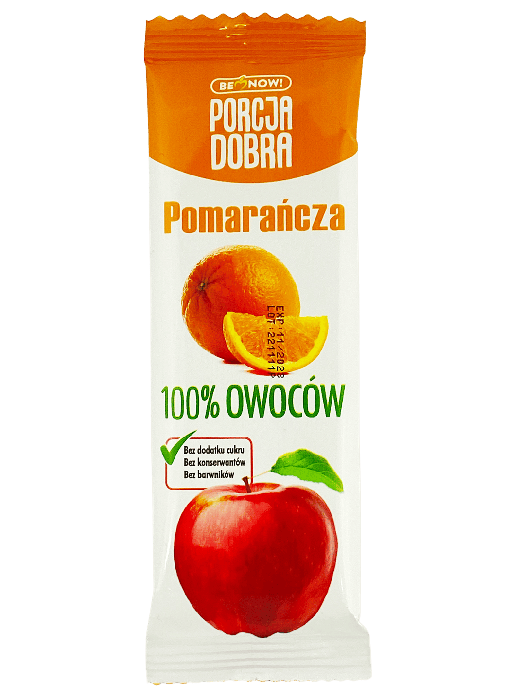 Przekąska jabłkowo - POMARAŃCZOWA BEZ DODATKU CUKRÓW 16 g - PORCJA DOBRA