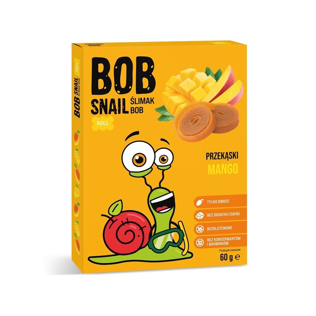 Przekąska roll mango bez dodatku cukrów bezglutenowa 60 g - BOB SNAIL