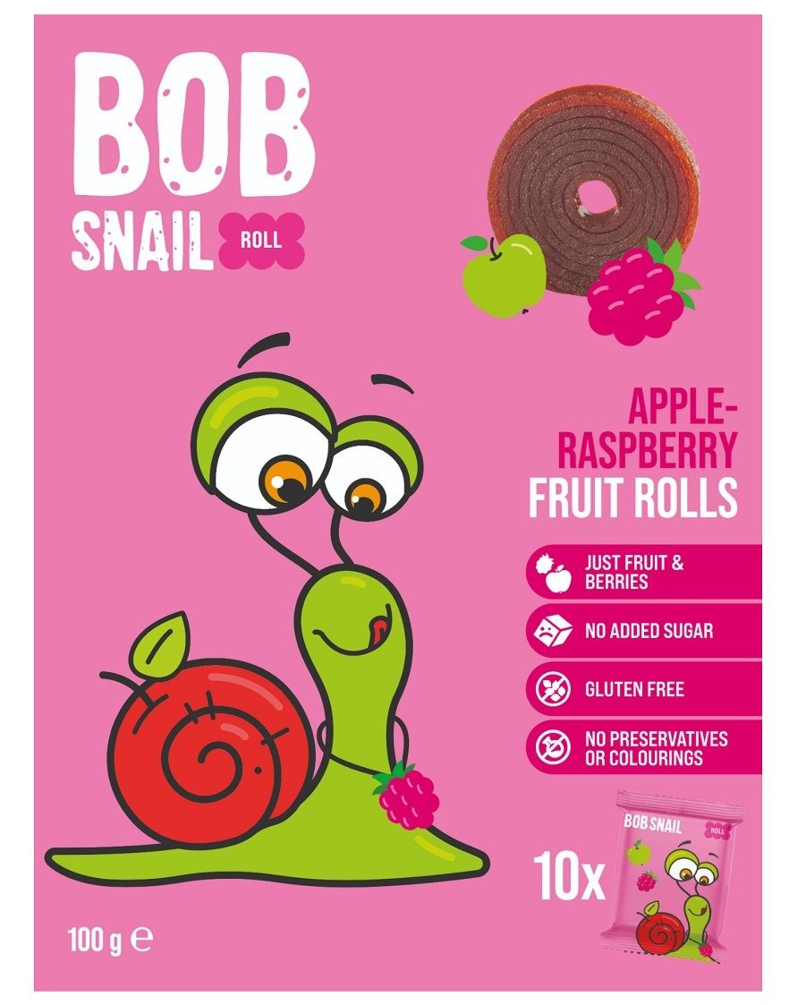 Przekąski roll jabłko - MALINA BEZ DODATKU CUKRÓW BEZGLUTENOWE 100 g - BOB SNAIL