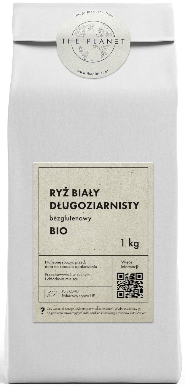 Ryż biały długoziarnisty bezglutenowy BIO 1 kg - THE PLANET
