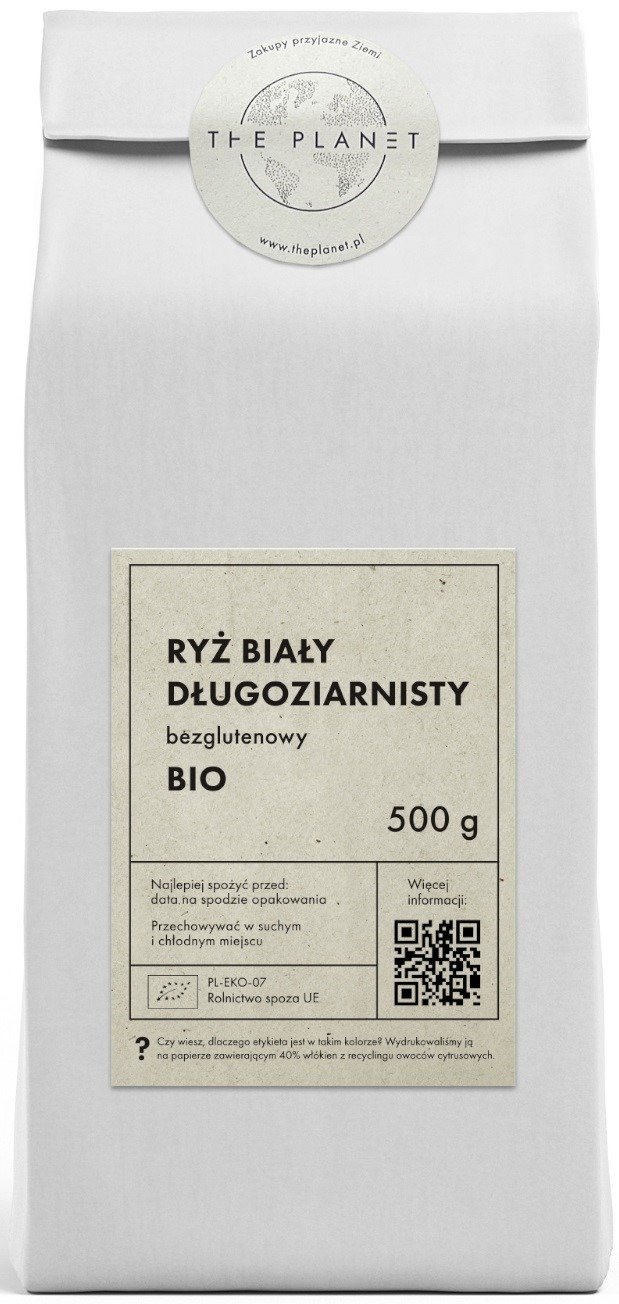 Ryż biały długoziarnisty bezglutenowy BIO 500 g - THE PLANET