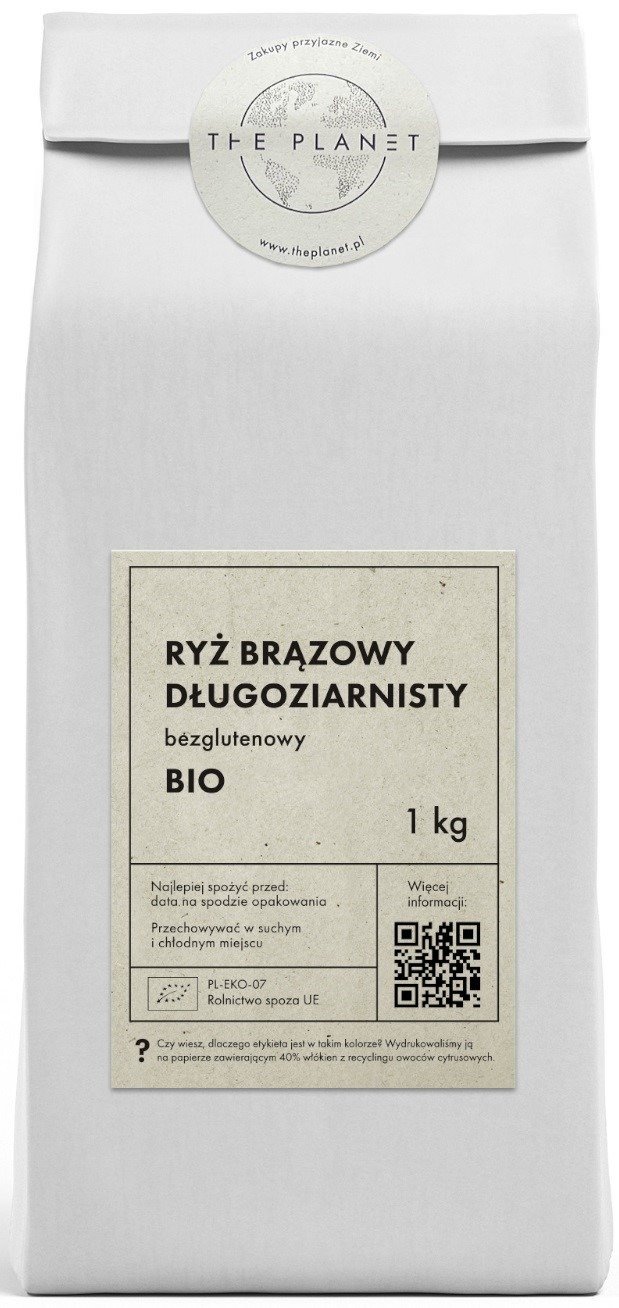 Ryż brązowy długoziarnisty bezglutenowy BIO 1 kg - THE PLANET
