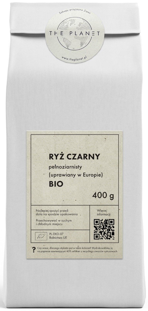 Ryż czarny pełnoziarnisty (uprawiany w europie) BIO 400 g - THE PLANET