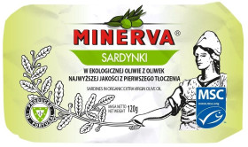 Sardynki msc w BIO OLIWIE Z OLIWEK EXTRA VIRGIN 120 g (85 g) - MINERVA