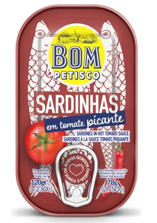 Sardynki portugalskie w pikantnym sosie pomidorowym 120 g (78 g) - BOM PETISCO