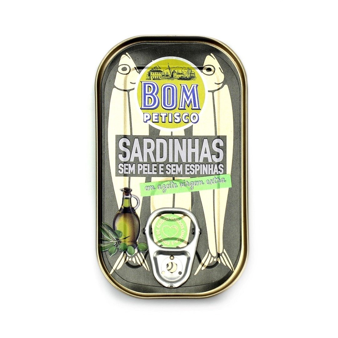 Sardynki premium bez skóry i ości w oliwie z oliwek extra virgin 120 g (84 g) - BON APPETIT (BOM PETISCO)
