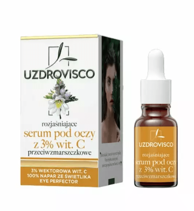 Serum pod oczy z witaminą c rozjaśniające przeciwzmarszczkowe 15 ml - UZDROVISCO (ŚWIETLIK)