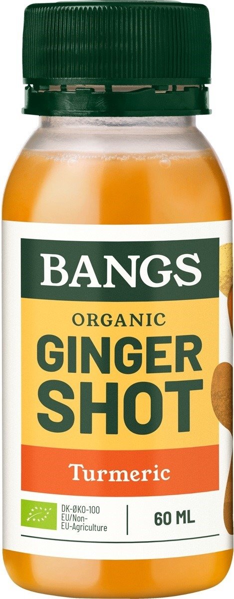 Shot imbirowy z kurkumą bez dodatku cukrów BIO 60 ml - BANGS