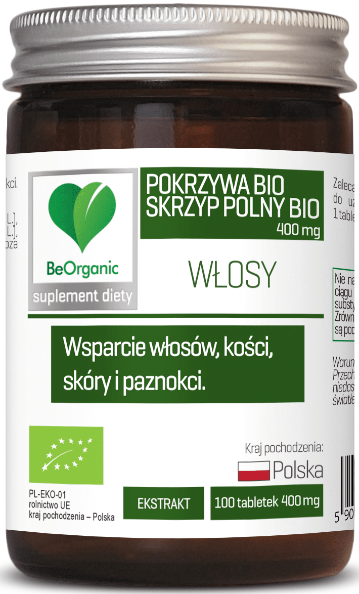 Skrzyp + pokrzywa ekstrakt BIO 100 TABLETEK - BE ORGANIC