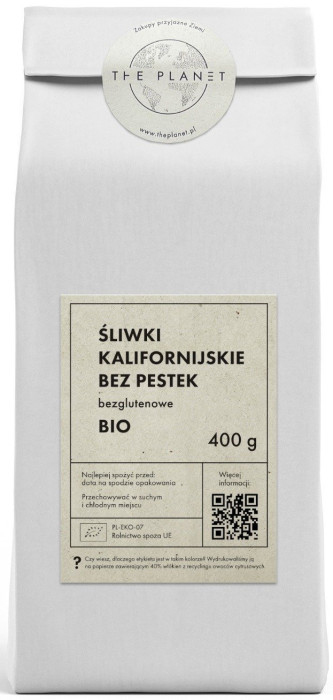 Śliwki kalifornijskie suszone bezglutenowe BIO 400 g - THE PLANET