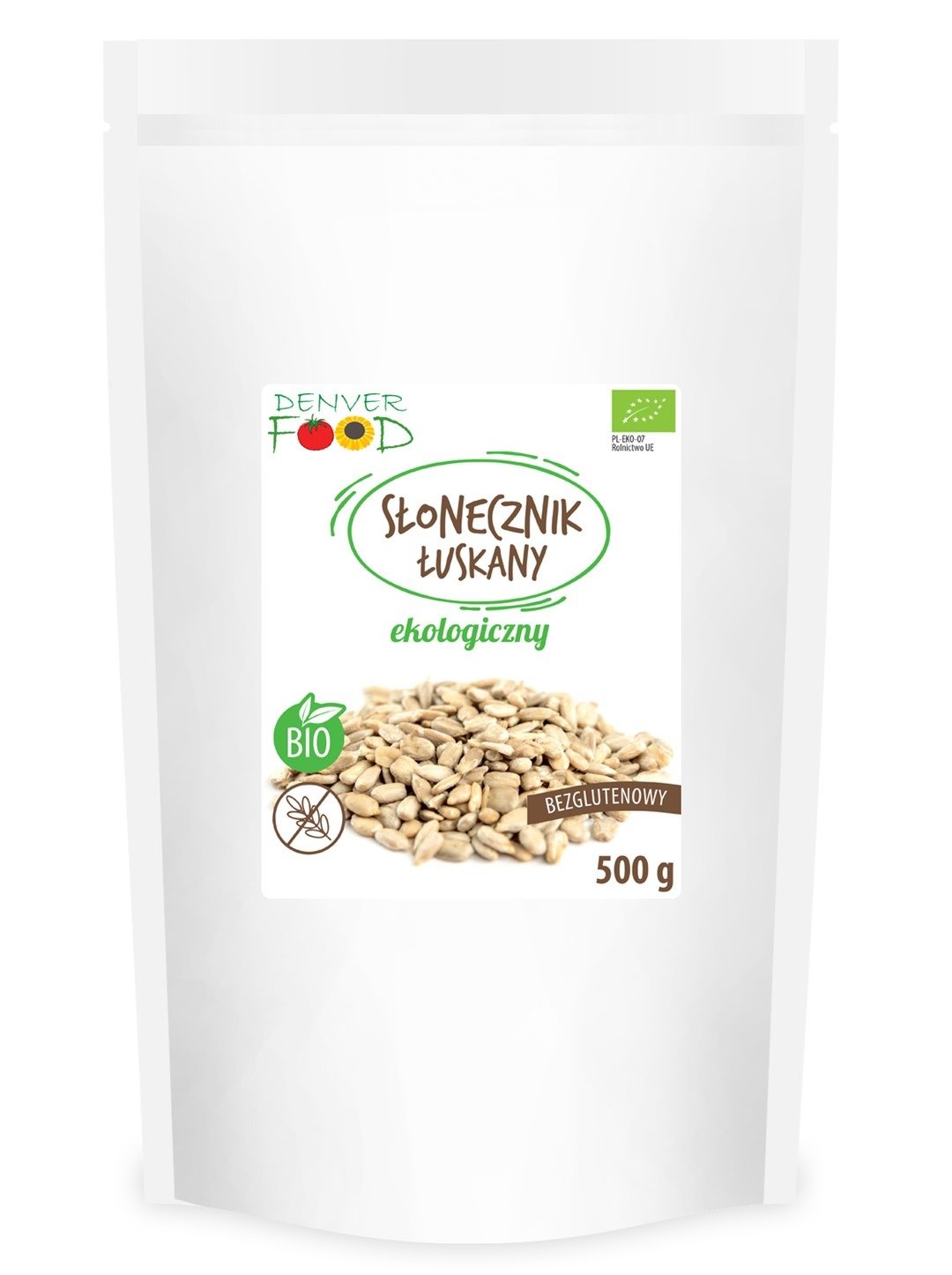 Słonecznik łuskany bezglutenowy BIO 500 g - DENVER FOOD