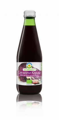 Sok z czerwonej kapusty kiszonej nfc bezglutenowy BIO 300 ml - BIOFOOD
