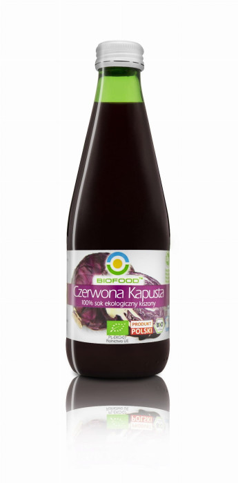 Sok z czerwonej kapusty kiszonej nfc bezglutenowy BIO 300 ml - BIOFOOD