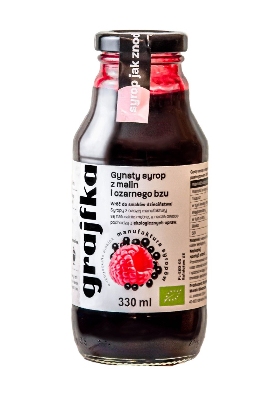 Syrop z malin i czarnego bzu BIO 330 ml - GRAJFKA